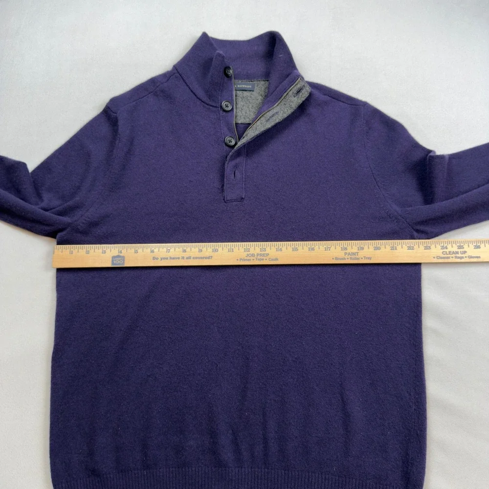 Banana Republic Mens Purple 100%‎ Merino Wool Half Zip Mock Neck Sweater Lg